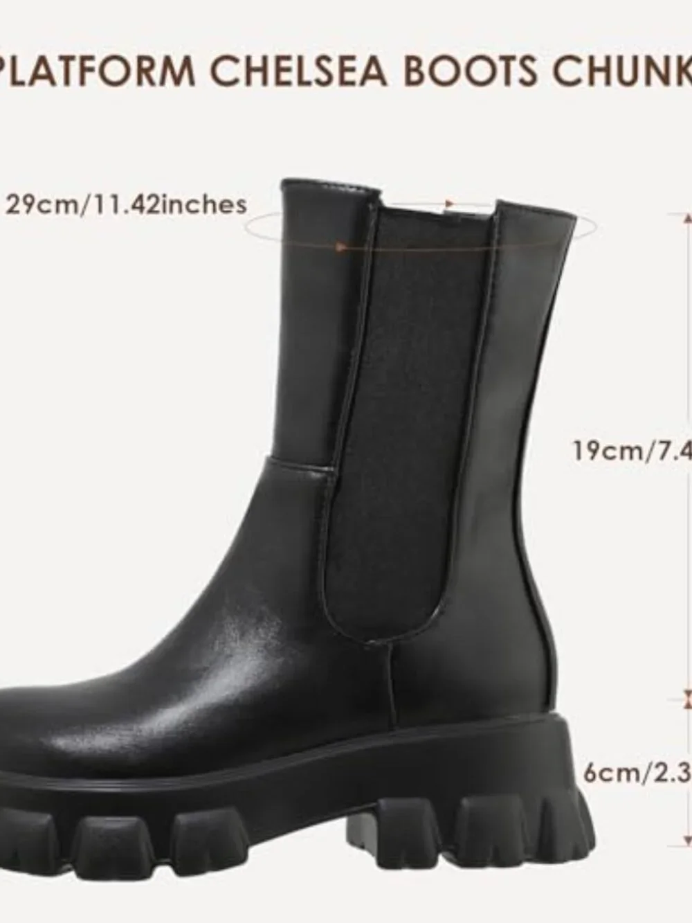 Women's Chelsea Ankle Platform Boots Chunky Heel Booties with Zip